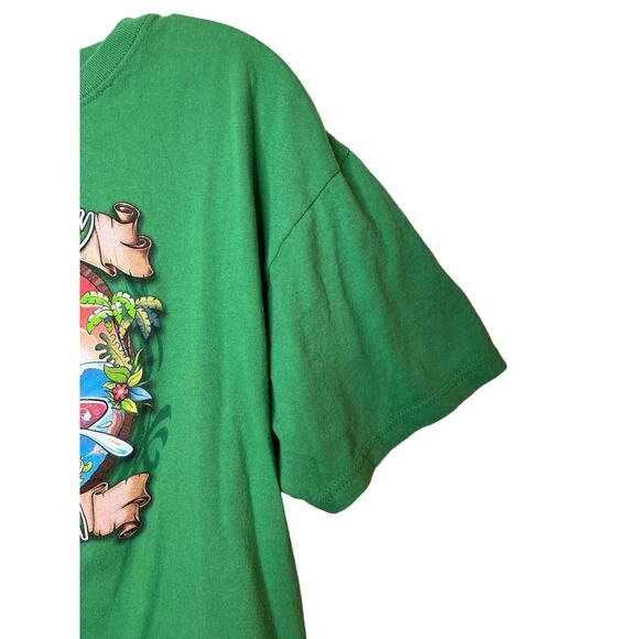 Anvil Pre-Shrunk Large Green Graphic Surfer Frog Cash Elementary T-Shirt - Picture 5 of 8